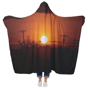 Sunset Powerlines - Hooded Blanket