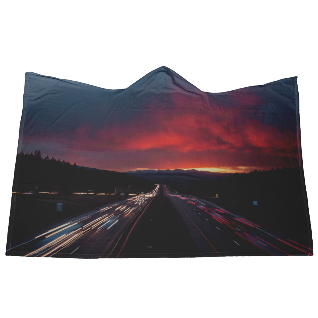 i70 West Sunset - Hooded Blanket