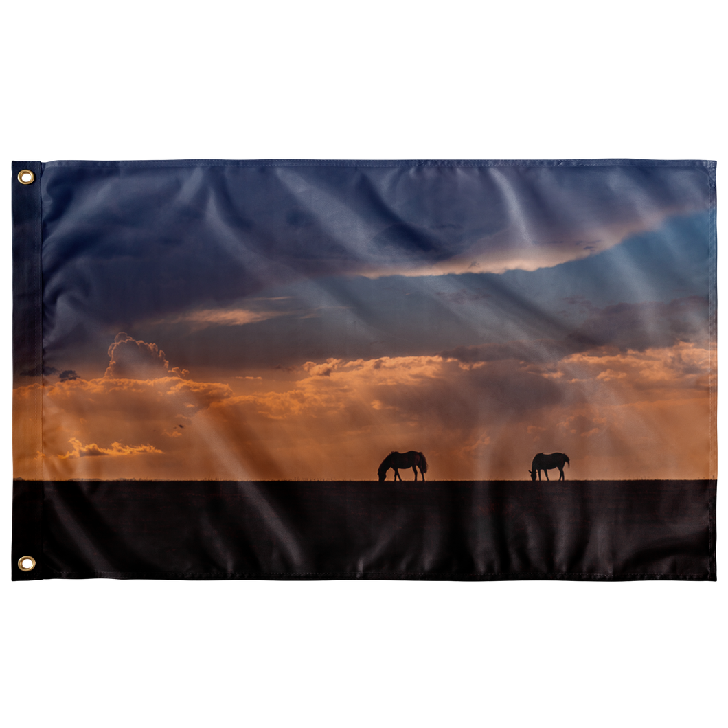 Horses at Sunset - Flag