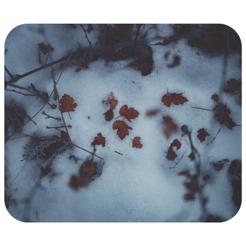 Snowy Leaves - Mousepad