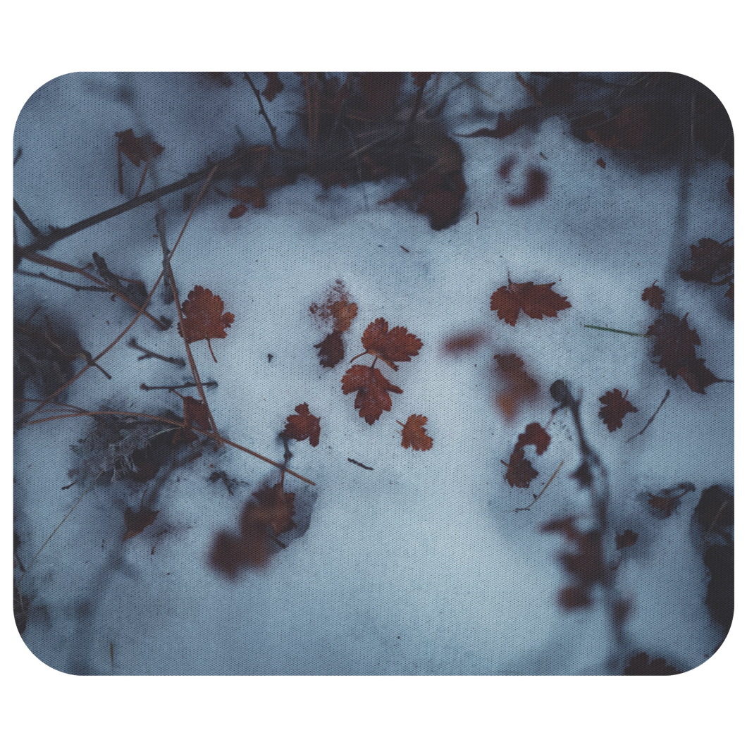 Snowy Leaves - Mousepad