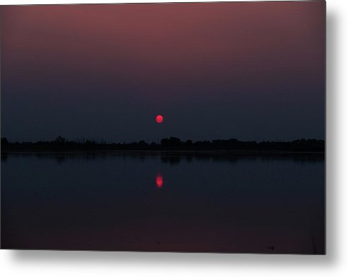 Red Sun Reflection - Metal Print