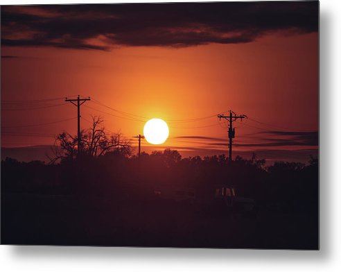 Sunset Powerlines - Metal Print