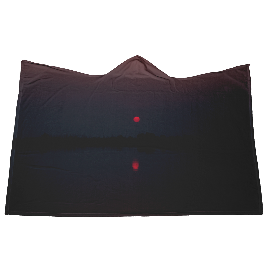 Red Sun Reflection - Hooded Blanket