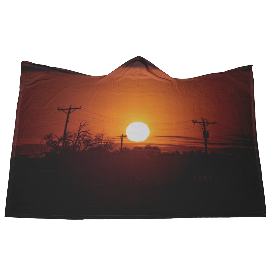 Sunset Powerlines - Hooded Blanket